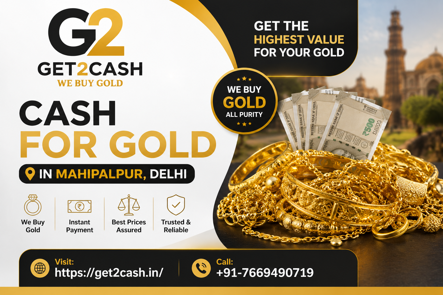 Cash for Gold in Mahipalpur Delhi