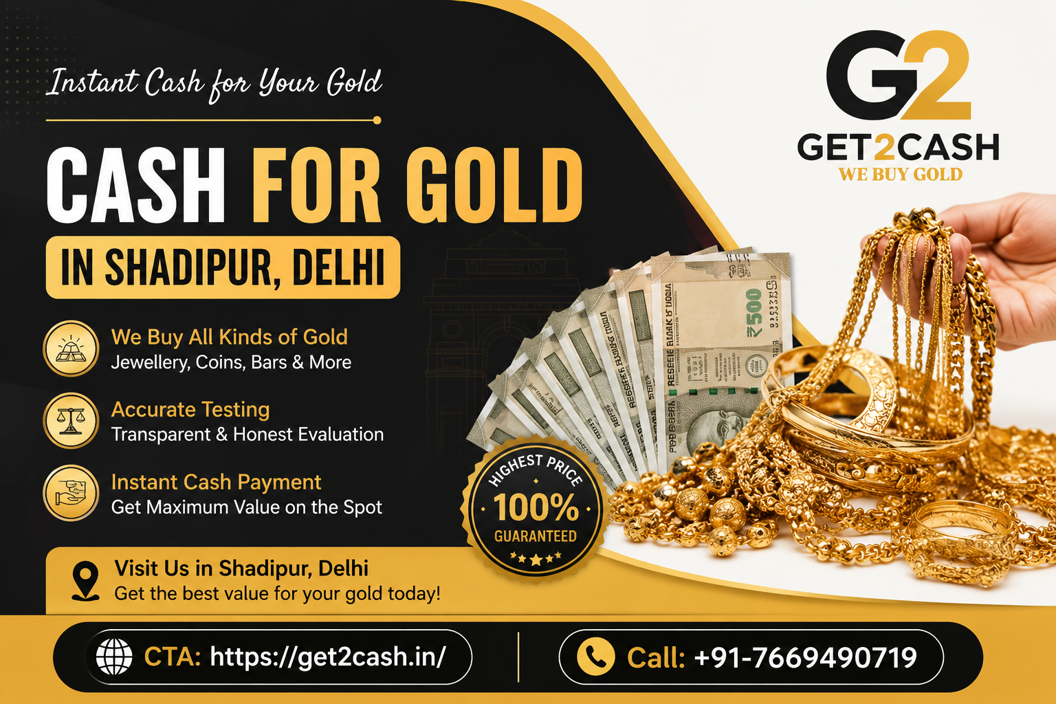 Cash for Gold in Shadipur Delhi