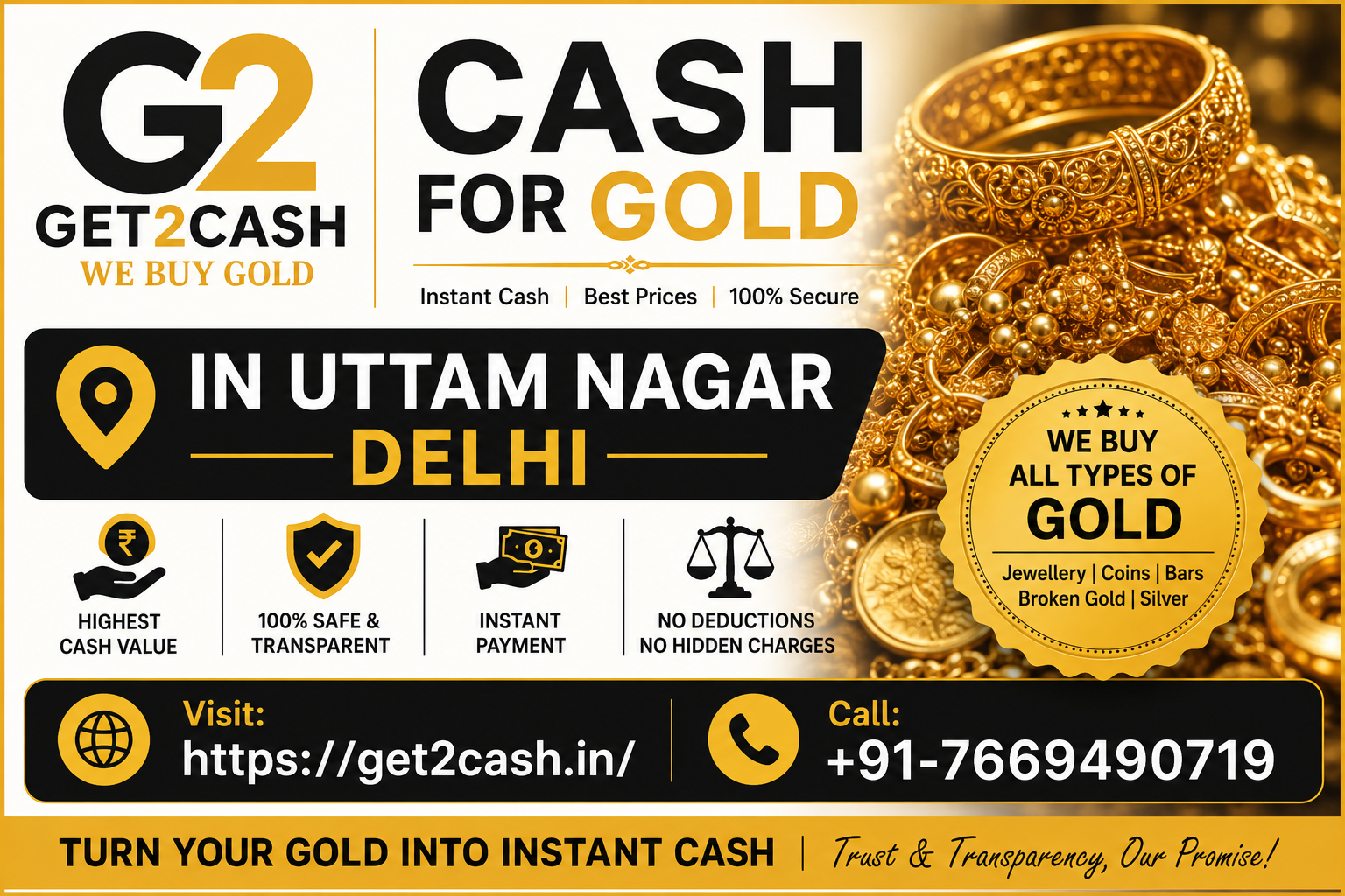 Cash for Gold in Uttam Nagar Delhi