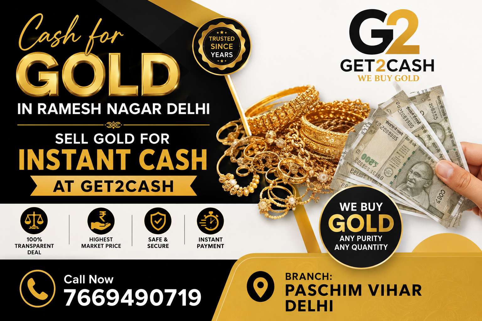 Cash for gold in Ramesh Nagar