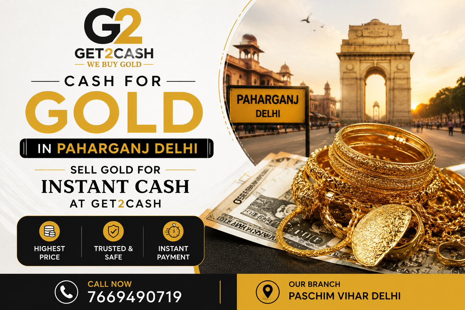 Sell gold for instant cash in paharganj
