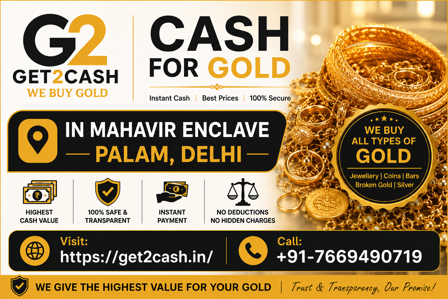 Trusted Cash for Gold in Mahavir Enclave Palam Delhi Sell Gold Fast