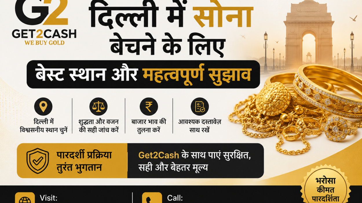 create an image for दिल्ली में सोना बेचने के लिए बेस्ट स्थान और महत्वपूर्ण सुझाव