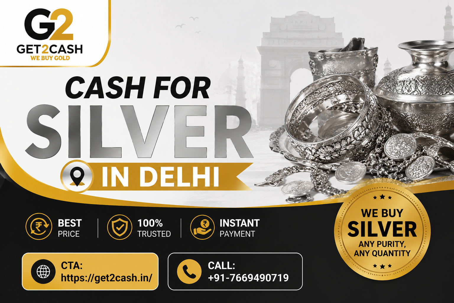 Cash for Silver in Delhi